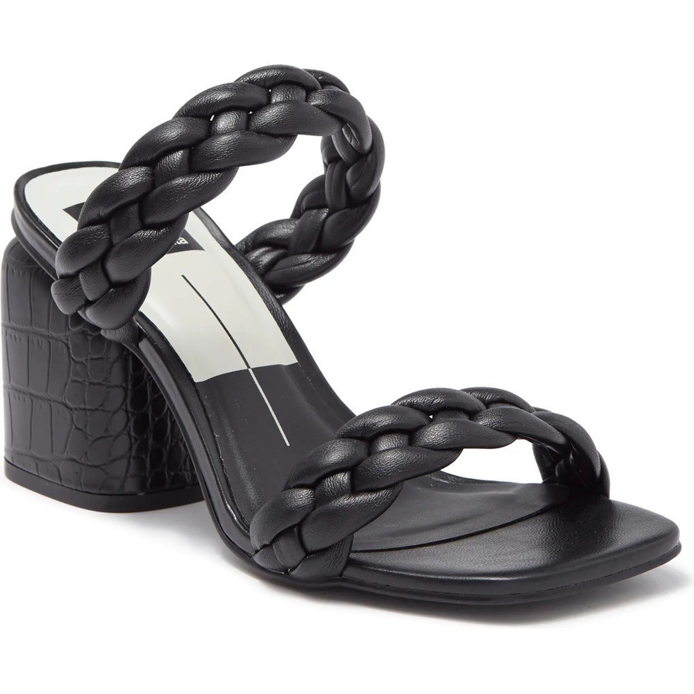 Dolce Vita New Size 8.5 Black Nancie Mule Sandal Braided Strap Croc Block Heel